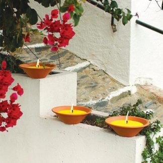 bougie pot vasque en terre cuite terracotta natural 55x120mm citronnelle pour extérieur ambiance
